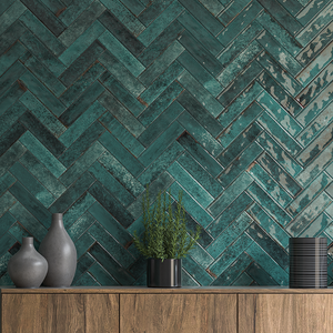 Gabriela Rustic Teal Glazed Wall Tiles - 75 x 300mm