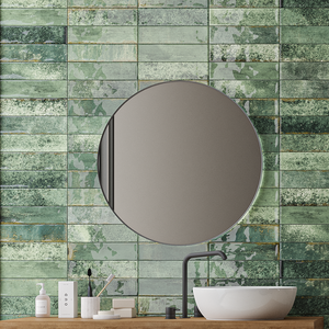 Gabriela Rustic Green Glazed Wall Tiles - 75 x 300mm