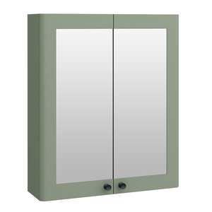 Roxbury Traditional 600mm Satin Green Mirror Cabinet with Matt Black Handles