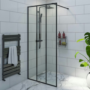 Mode 700 x 1950mm Matt Black Rectangle Pattern Wet Room Screen