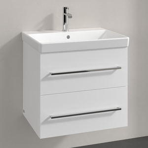 Villeroy and Boch Avento 600mm Wall-Hung Vanity Unit &amp; Basin - White with Chrome Handles