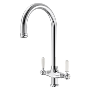 Bower Traditional Chrome Dual-Lever Kitchen Tap with Pull-Out Rinse