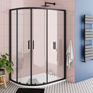 Toreno Matt Black 800 x 1000mm Offset Quadrant Shower Enclosure without Tray
