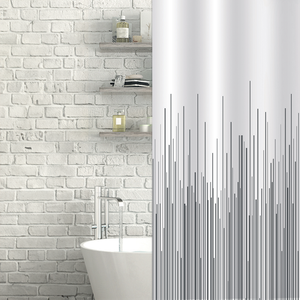City W1800 x H1800mm White &amp; Grey Shower Curtain