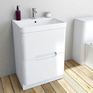 Mode Ellis White 600mm Floor Standing Vanity Drawer Unit with Resin Basin