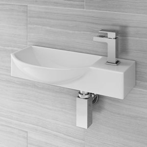 Valencia Wall Hung Basin (500mm Wide - Gloss White) Left Hand