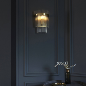 99168 Endon Marietta 1 Light Indoor Wall Light — Antique Brass & Clear Glass