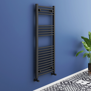 Toreno Heated Towel Rail – Matt Black – 500 x 1200mm – Curved Bars