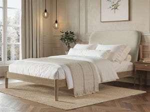 Flair Dahlia Linen Pillowback Wooden Bed Frame