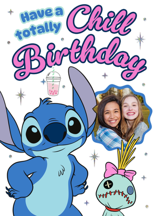Disney Lilo And Stitch Have A Totally Chill Photo Upload Birthday Card
