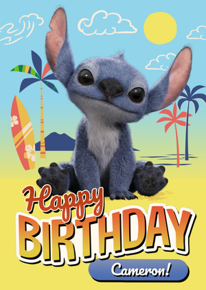Disney Lilo And Stitch Beach Illustrated Happy Birthday Card