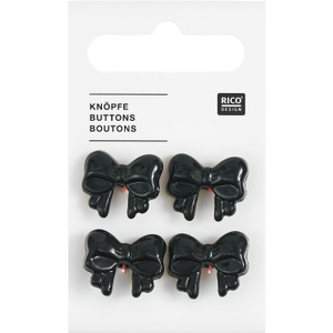 Carte de 4 boutons nœuds - Noir 18 x 15 mm