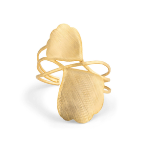 Ginko Leaf Gold Plated Wrap Cuff Bracelet