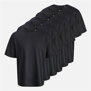 JACK & JONES Mens Gust Oversized Six Pack T-Shirts Black