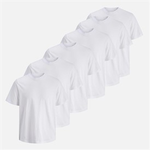 JACK & JONES Mens Breeze Standard Six Pack T-Shirts White