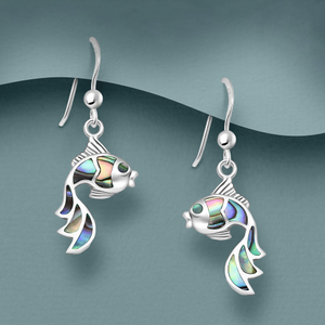 Tempest Cove Silver Abalone Fish Drop Earrings