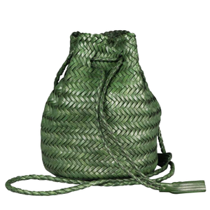 Woven Leather Cross Body Bag 'Alice' - Green