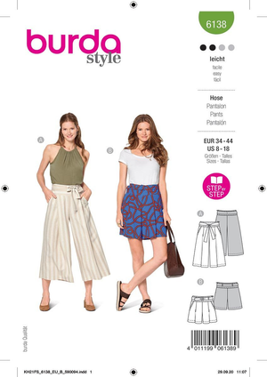 Patron de jupe-culotte - Burda 6138