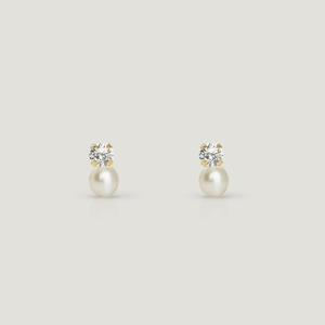CANDY 9ct Gold Pearl & CZ Stud Earrings
