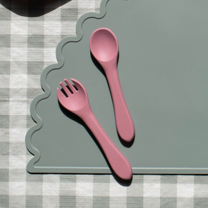 Mabel & Fox - Silicone Spoon & Fork Set - Pink