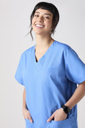 SJ Unisex Lightweight Scrub Top, Hospital Blue