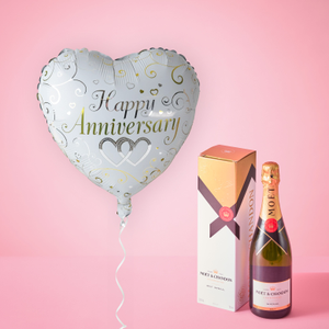 Anniversary Balloon and Moet Champagne Gift Set