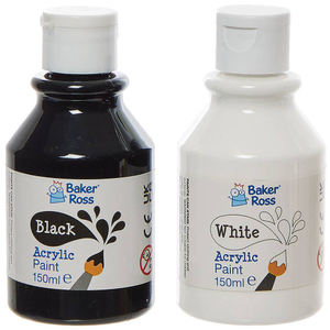 Pack de peinture acrylique noire et blanche 150 ml