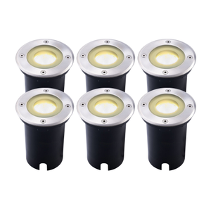 6x LED Outdoor Ground Light GU10 - IP67 Waterproof - 3W - 2700K - Stainless Steel - Recessed Floor Light for Exterior / Garden / Landscape Use