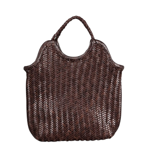 Hand Woven Hand Woven Tote 'Paola' - Dark Brown