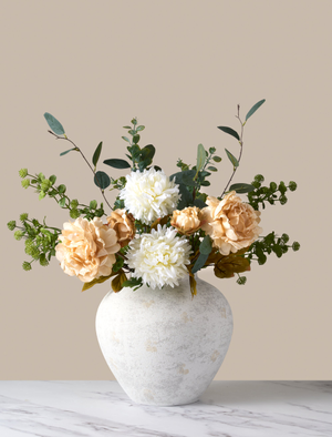 Faux Arrangement - Cream Peony & Eucalyptus