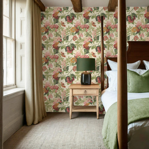 Belgravia Decor Misaki Floral Bloom Sage/Orange Wallpaper - 2322