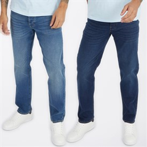 French Connection Mens FCUK Two Pack Regular Fit Jeans Ind50 - Midwash/Ind55 - Stonewash