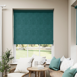Flori Faux Suede (Blackout), Deep Teal - Roller Blind