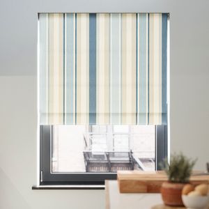 Laura Ashley Awning Stripe, Seaspray - Roman Blind