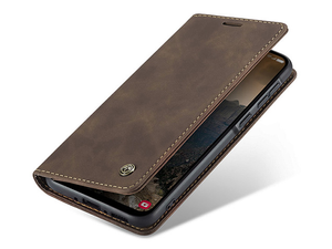 CaseMe Slim Synthetic Leather Wallet Case with Stand for Samsung Galaxy A36 - Chocolate