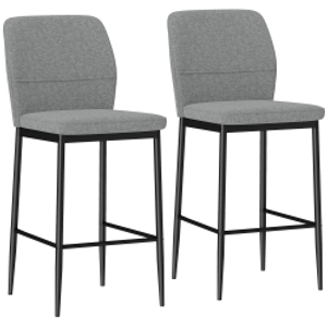 HOMCOM Set de 2 Taburetes Altos con Tapizado Aterciopelado y Patas de Acero para Cocina Comedor Barra 41x52x97 cm Gris