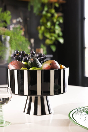 Black & White Striped Footed Bowl
