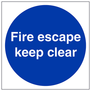 Fire Escape Keep Clear 300 x 300 mm - Self Adhesive Vinyl