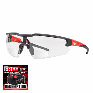 Milwaukee 4932478911 Magnified +2.0 Clear Safety Glasses