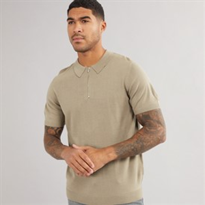 Avant Garde Mens Harrison Zip Polo Mink