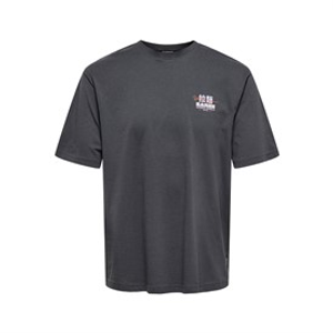ONLY & SONS Mens Tristan Relax T-Shirt Grey Pinstripe/Yokohama Ramen