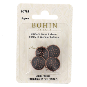 Boite de 4 boutons jeans à visser 17 mm bronze Bohin