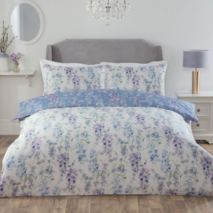 Wisteria Blue Reversible Floral Duvet Set