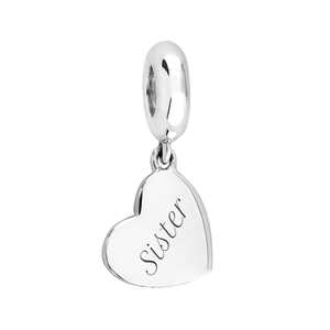 Signature Silver Sister Heart Pendant Charm