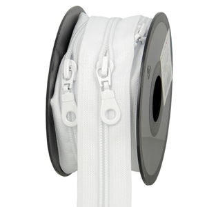 Rouleau de 5 mètres de fermeture nylon 5 mm avec tirettes - Blanc