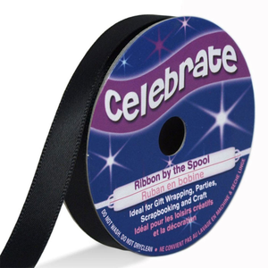 Ruban satin Celebrate noir - 9 mm x 6 mètres