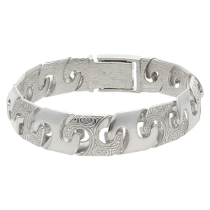 New Sterling Silver 8" Pattern & Polished Anchor Link Bracelet