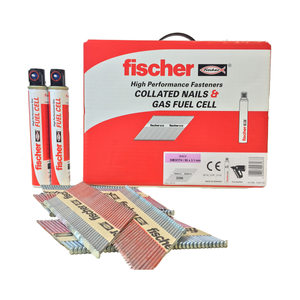 Fischer 534701 3.1 x 90mm Collated Ring Shank Nails & 2 Gas Fuel Cells Electro-Galvanised (Box of 2200)