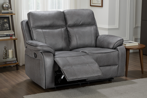 Faux Leather Grey 2 Seater Manual Recliner Sofa VEGAS