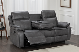 Faux Leather Grey 3 Seater Manual Recliner Sofa VEGAS